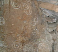 Loughcrew Cairn T - stone carving in left hand chamber