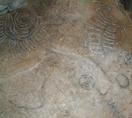 Loughcrew Cairn T - stone carving in right hand chamber