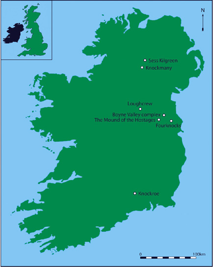 Map of Ireland demonstrating the location of the main sites