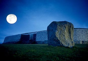 Moonlit Newgrange and Standing Stone