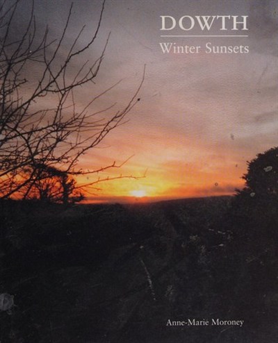 Book cover: Dowth Winter Sunsets by Anne-Marie Moroney. Sunset sky over a dark landscape with bare tree branches.