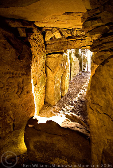 Equinox sunbeam in the passage of Cairn T