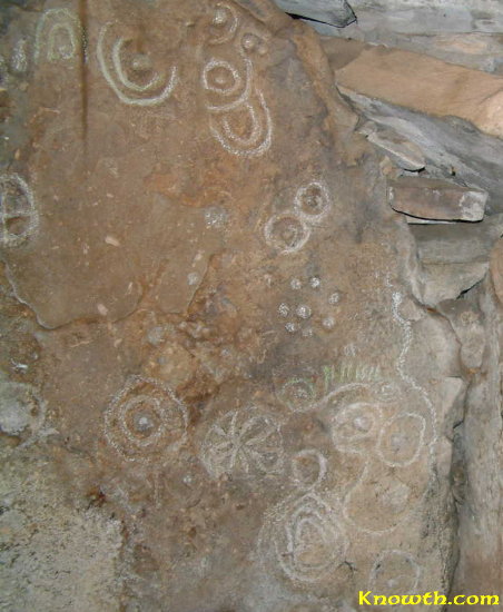 Loughcrew Cairn T - stone carving in left hand chamber