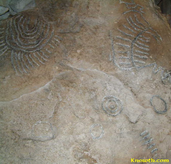 Loughcrew Cairn T - stone carving in right hand chamber