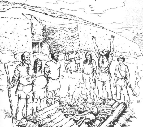 Reconstruction of cremation at Newgrange