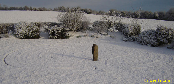 Labyrinth after a fall of snow