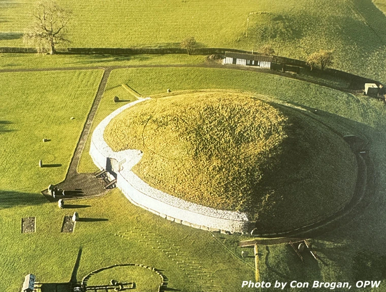Early morning aerial view of Newgrange