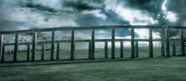 Artist's impression of how the Woodhenge monument would have looked at Tara