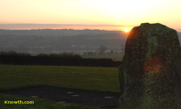 Sunrise viewed from the Newgrange mound